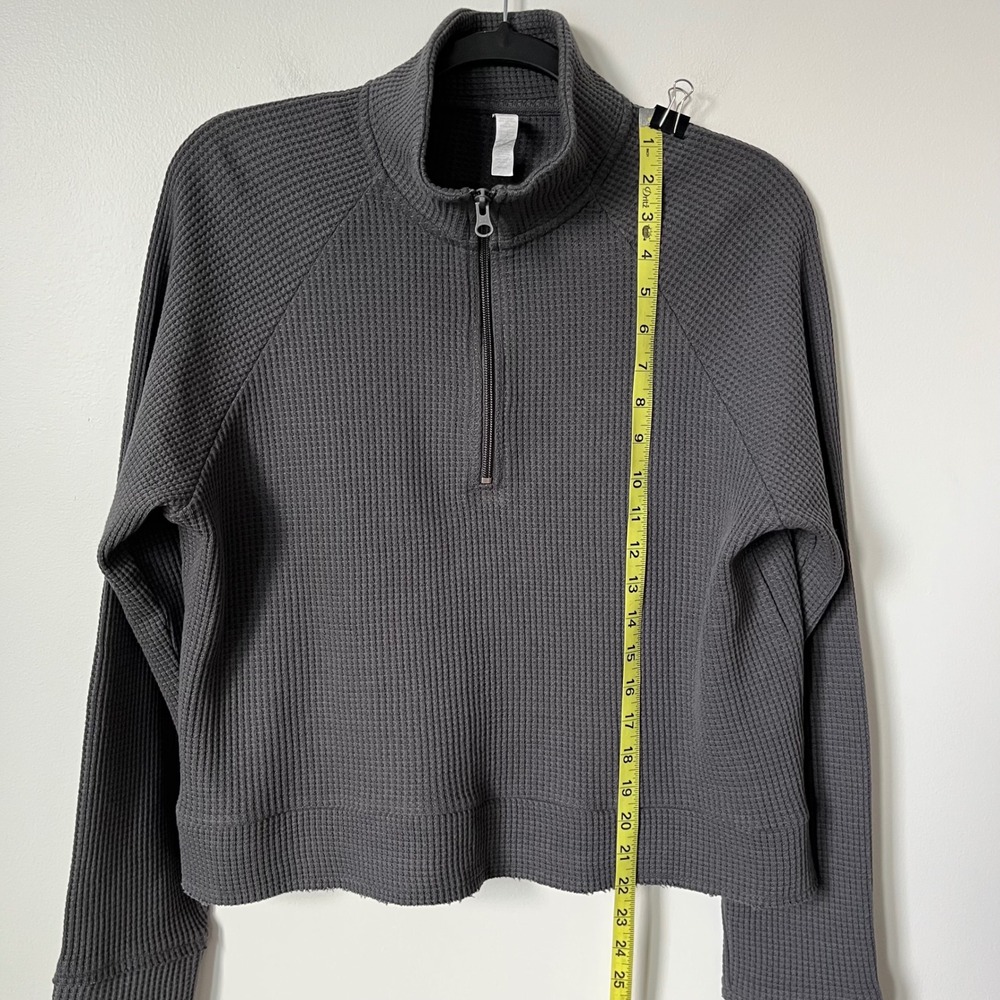 Z by Zella Reset 1/2 Zip Waffle Knit‎ Pullover Womens Medium Gray - Picture 6 of 10